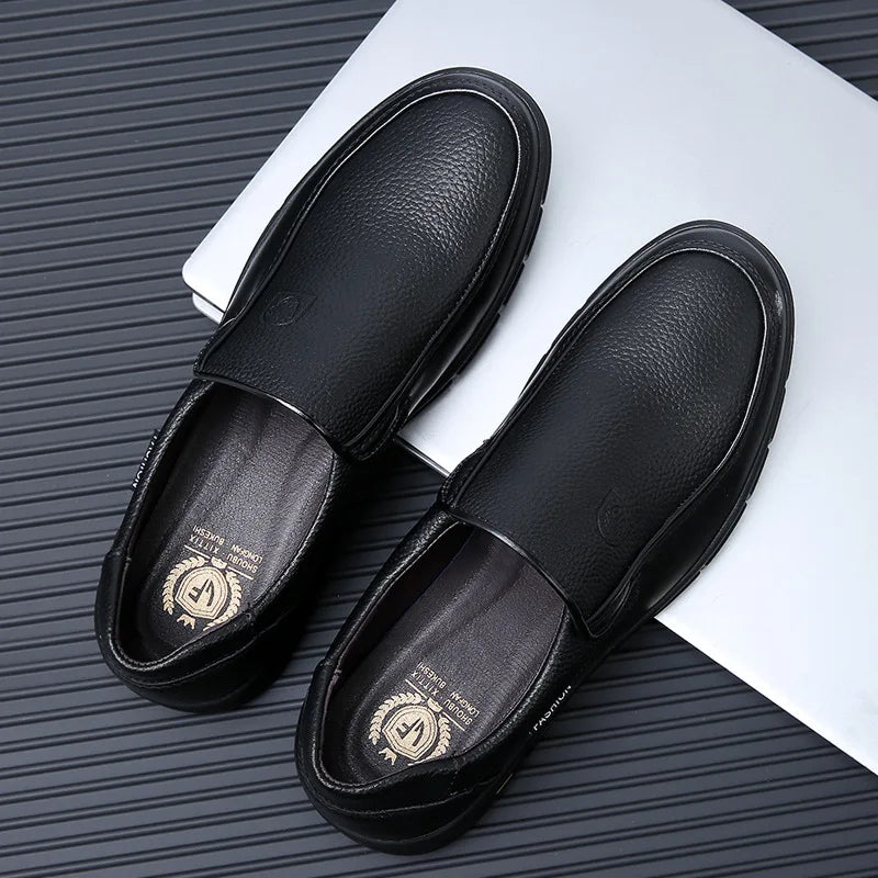 New Genuine Leather Handmade Shoes Casual Shoes For Men Flat Platform Walking Shoe Outdoor Footwear Loafers Breathable Sneakers - Clikcy