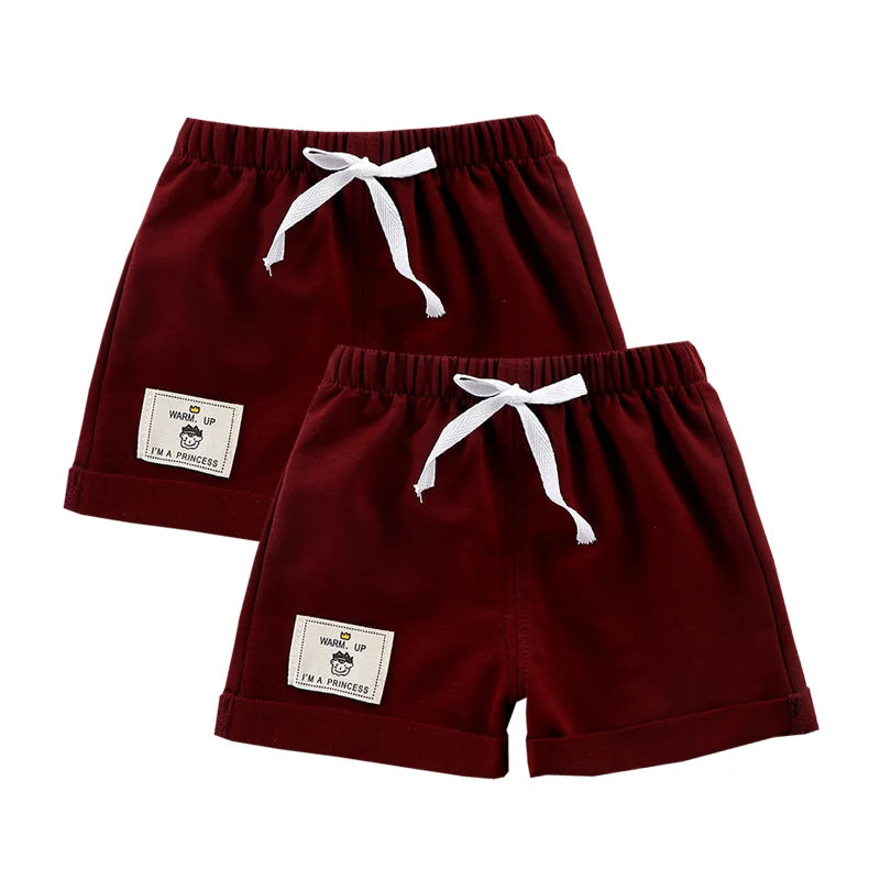 2pcs Cotton Summer Kids Shorts Boys Girls Solid Color Short Baby Cartoon Casual Pant Children Short Pant Sport Clothing Outwear - Clikcy