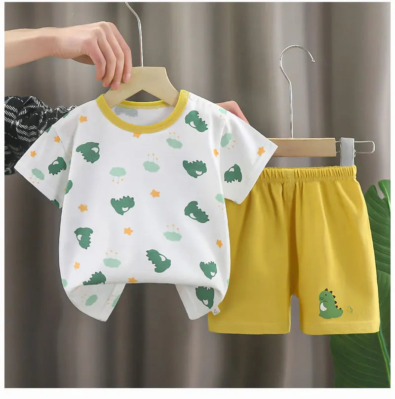 Kids Clothes Children's Sets Boys Girl T-shirt Shorts 2PCS Summer Cotton Short sleeve Baby Children Clothing Toddler Suit - Clikcy