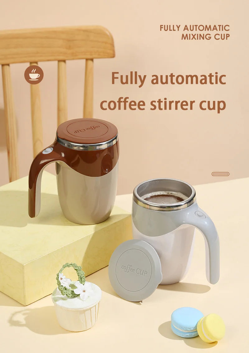 Automatic Stirring Coffee Mug Magnetic Electric Stainless Steel Self Mixing Coffee Tumbler Rotating Home Office Travel