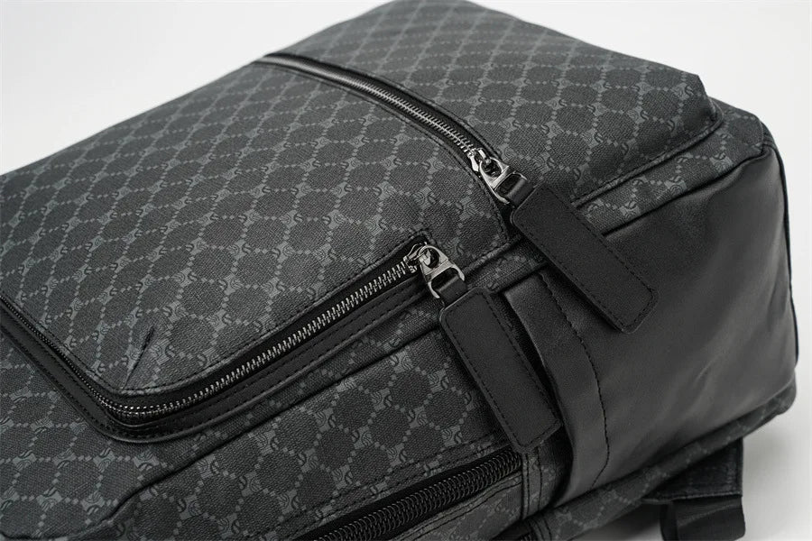 Fashion Business Men Backpack Luxury Double Layer Men's Backpacks Floral Plaid Laptop Backpack Male Schoolbag Travel Back Bag - Clikcy