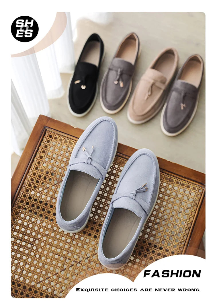 Summer Beige Moccasins For Men Comfortable Suede Casual Designer Men's Shoes Lightweight Slip-on Men Loafers zapatos para hombre - Clikcy