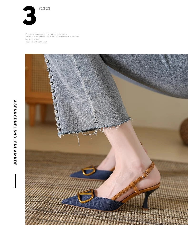 Fashion Slingback Black Comfortable Women Summer Pumps Shoes Outside Very High Heel Sandals 2025 Trend for Wedding Party Dress - Clikcy