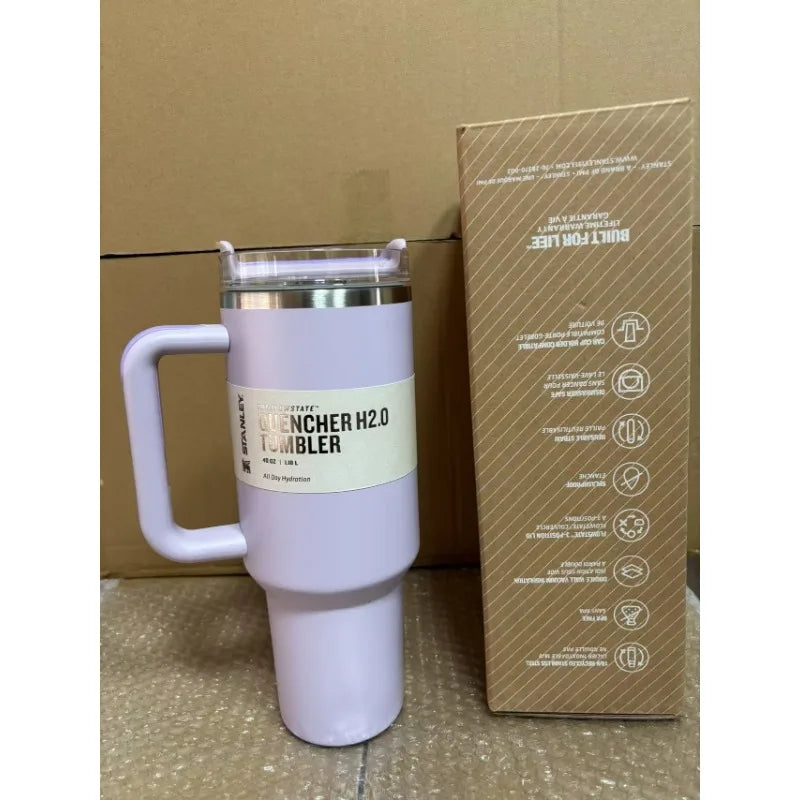 40 oz large capacity stainless steel thermos cup car cup second generation straw portable water cup sports fitness - Clikcy