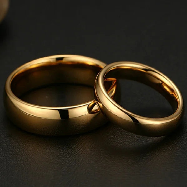 Fashion Simple Gold Plated Glossy Ring Classic Couple Banquet Exquisite Jewelry - Clikcy