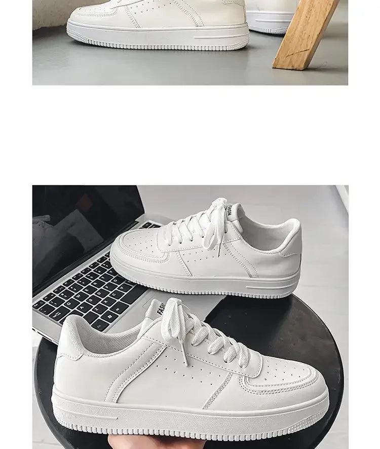 **2025 New White Shoes for Men's Spring Youth Casual Versatile Men's Shoes for Students Pure White Sports Board Shoes - Clikcy