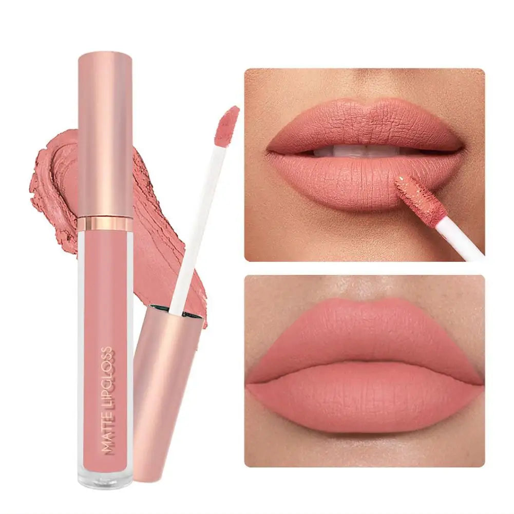 3Pcs Matte Liquid Lipstick Lip Makeup Kit Lip Gloss Lip Glaze Lip Mud Three Sets Of Velvet Mist Lipstick Non-fading - Clikcy