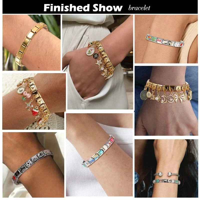 Simple DIY Making Beads Basic Multifunctional Hanging Italian Charm Link Fit 9mm Stainless Steel Bracelet hook Jewelry Wholesale - Clikcy