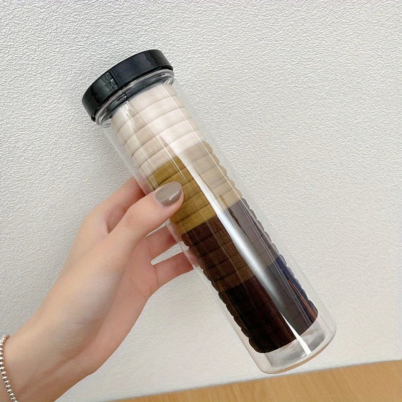 20pcs/can High Elastic Hair Ring French Style Bands Tie Thickened Hair Rope Basic Simple Head Rope For Women Girls Iddal Choice - Clikcy