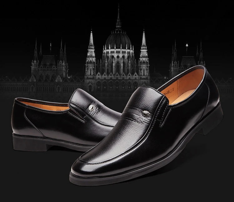 Leather Men Formal Shoes Luxury Brand 2022 Men's Loafers Dress Moccasins Breathable Slip on Black Driving Shoes Plus Size 38-44 - Clikcy