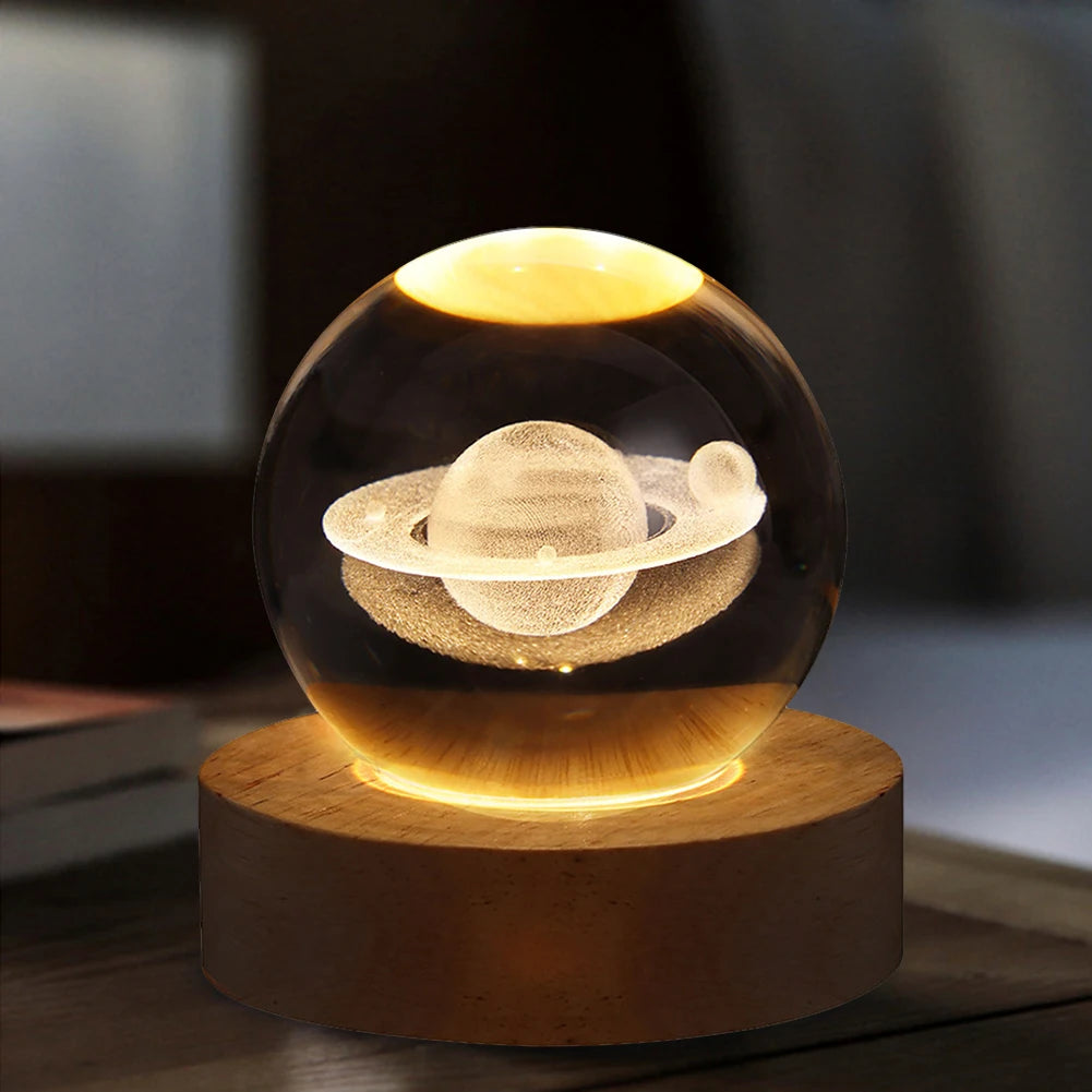 Unique 3D Crystal Ball Lamp with Galaxy and Planetary Projections USB Night Light for Cozy Atmosphere plasma ball - Clikcy