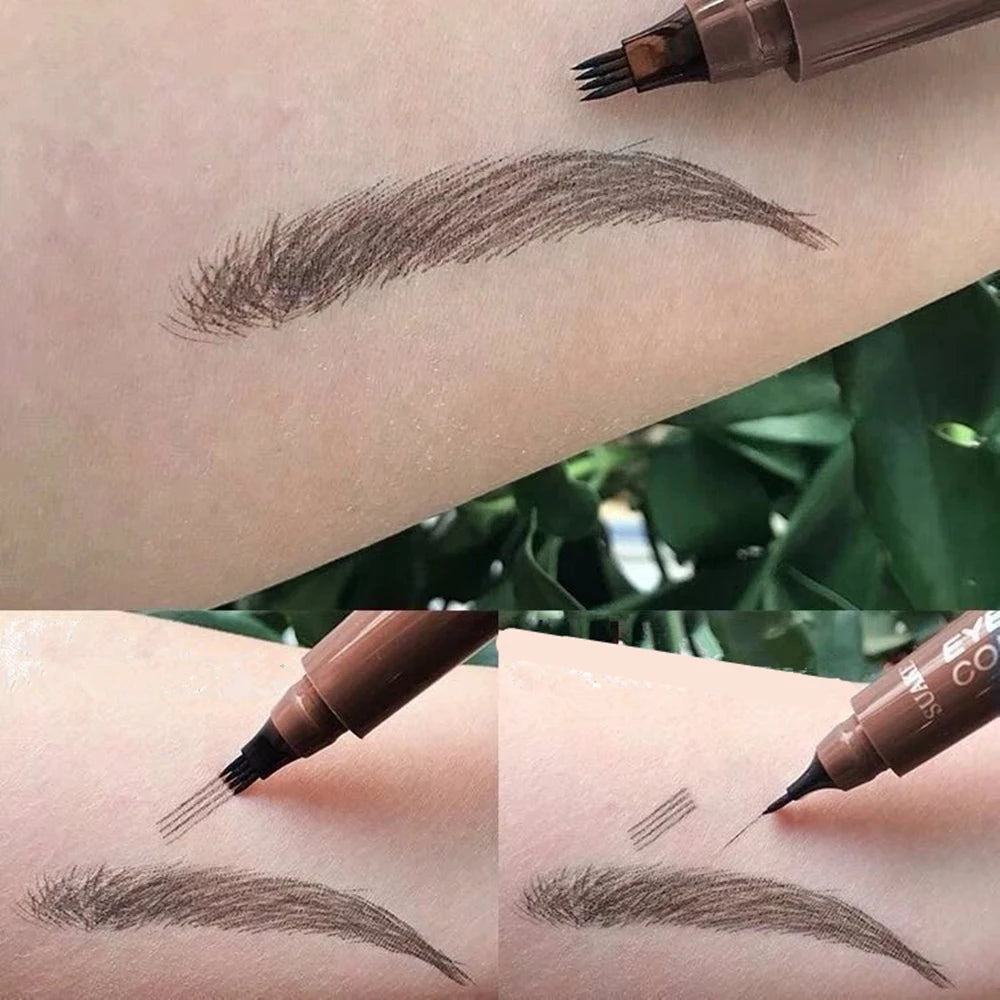 4 Splitted Head Eyebrow Pencil Long Last Smudge Proof Waterproof Sweat Proof High Pigmented Easy Applying Liquid Eyebrow Pencil - Clikcy