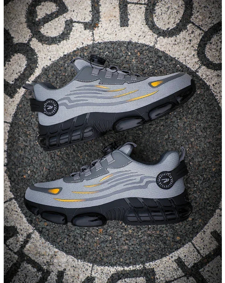Rotating Button New Safety Shoes Men Anti-smash Anti-puncture Work Shoes Fashion Men Sport Shoes Security Protective Boots Men - Clikcy
