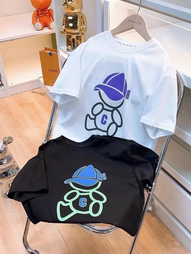 Summer Cool Kids Boy Casual Tops Cartoon Print Trendy Children's T-shirt Short Sleeve European And American Style Toddler Tees - Clikcy