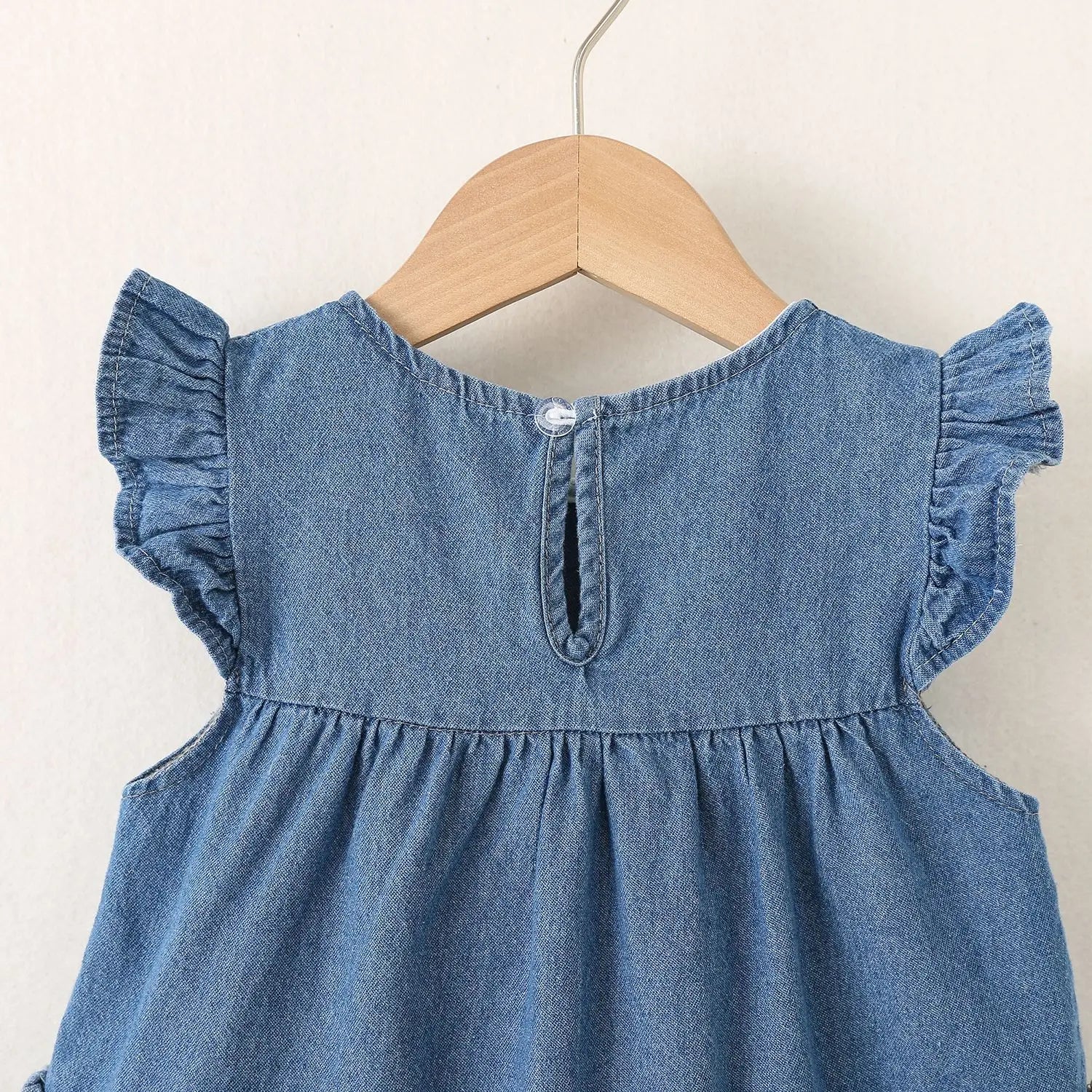 2025 Baby Girls Summer Dress Denim Children Tulip Love Bow Casual Clothes Cotton Soft and Comfort for Kids 1-4 year - Clikcy