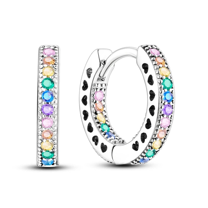 Original 925 Sterling Silver Women Hoop Earrings High Quality Shine Zircon U Shaped Classic Style Earring For Women Jewelry Gift