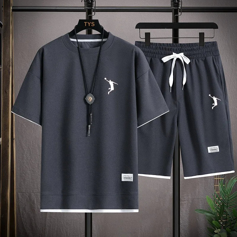 2024 NewSummer New Mens Tracksuit Linen Fabric T-shirt and Shorts Two Piece Set Men Sports Suit Fashion Breathable Sets - Clikcy