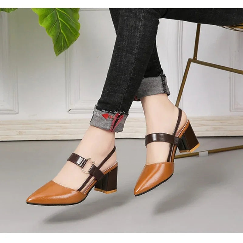 Women Sandals 2024 New Summer Pointy Chunky Sandals Plus Size Women Sandals Fashion High Heels Women Shoes Zapatos De Mujer