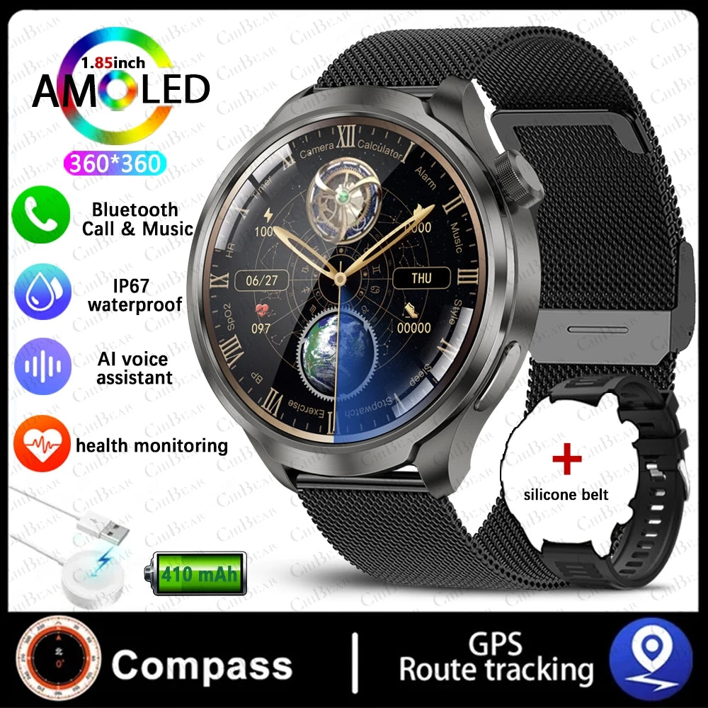 2025 New Smart Watch Men 1.85 Inch Compass 410 mAh Large Battery GPS Motion Track Bluetooth Call Health monitoring Smartwatches