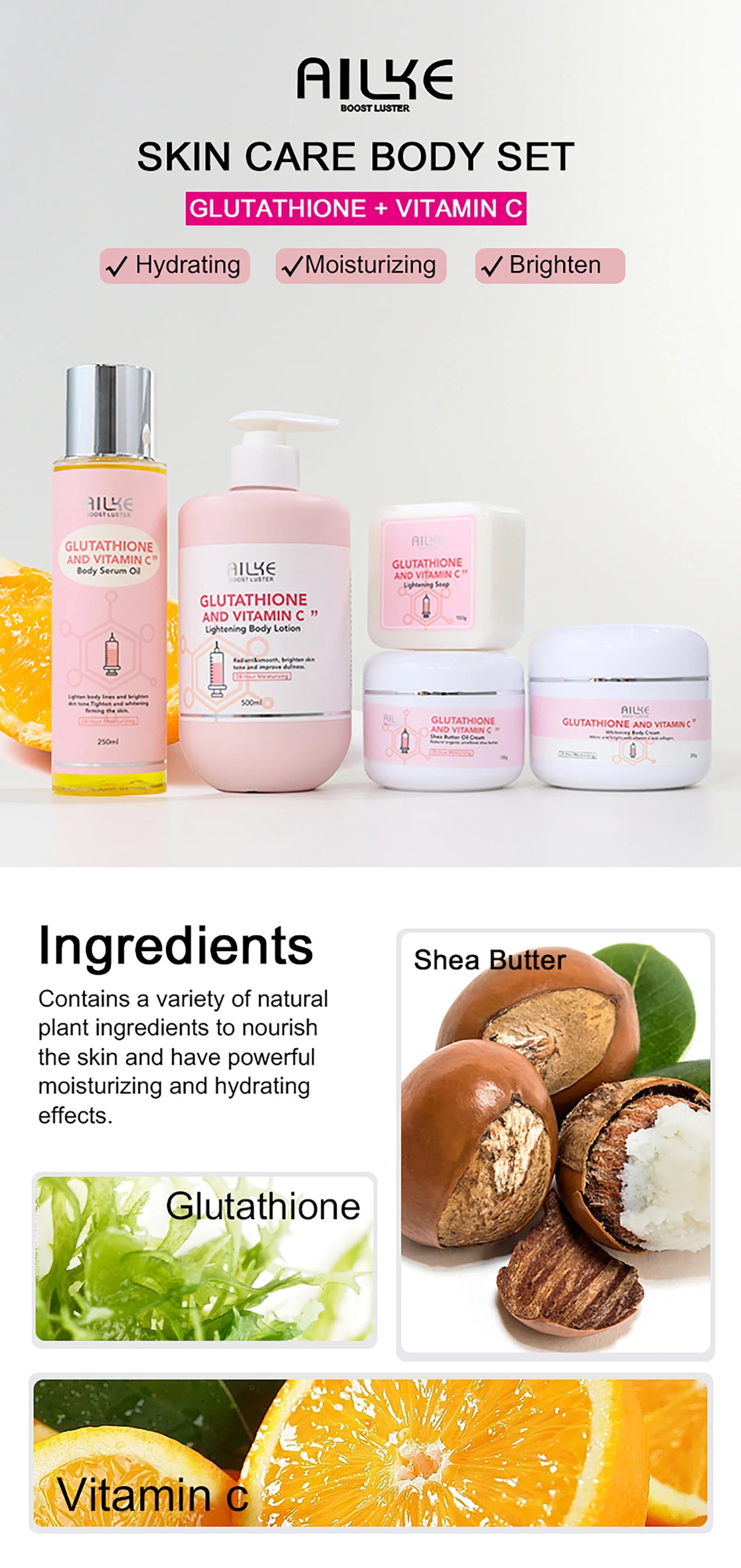 AILKE Whitening Moisturizing Korean Facial And Body Lotion Reduce Melanin Wrinkles Vitamin C Dark Spot Remover Skin Care Cream - Clikcy