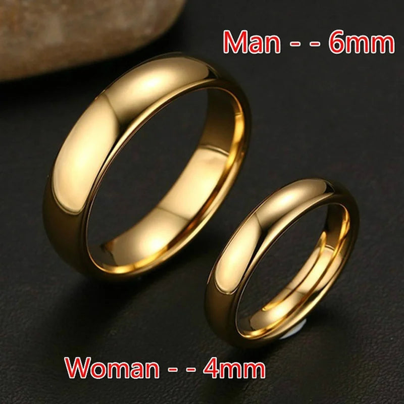 Fashion Simple Gold Plated Glossy Ring Classic Couple Banquet Exquisite Jewelry - Clikcy