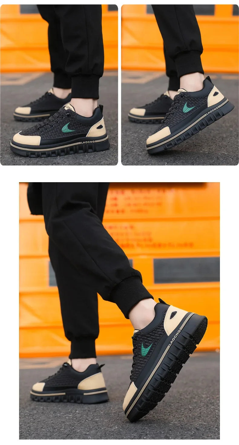 Spring and Autumn paragraph Men Chunky Sneakers Fashion Non-slip  Men's Sneakers comfortable Casual Board Shoe