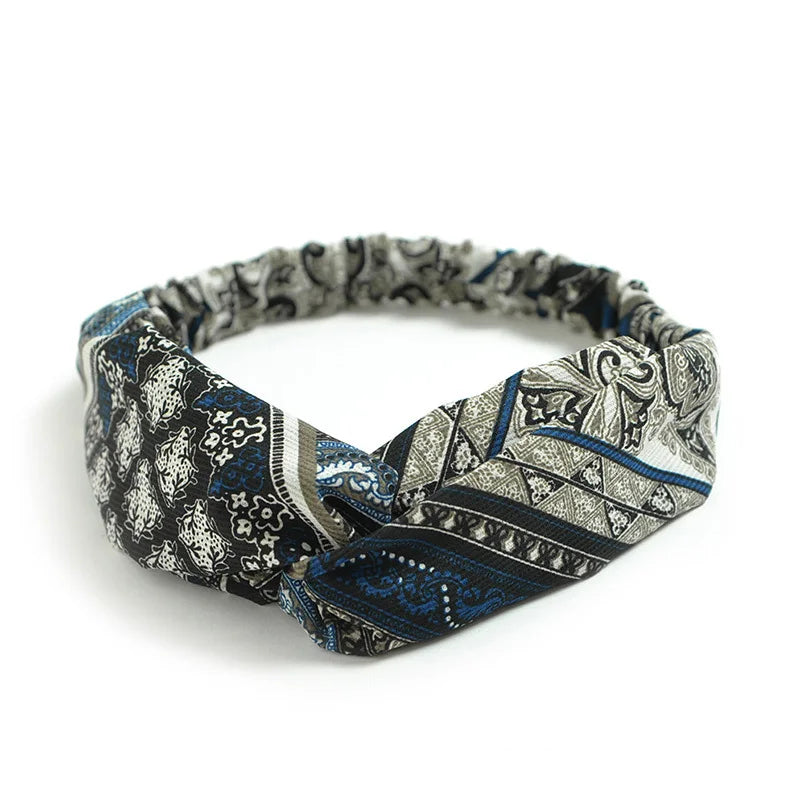 2024 Fashion Women Girls Bohemian Hair Bands Print Headbands Vintage Cross Turban Bandage Bandanas HairBands Hair Accessories