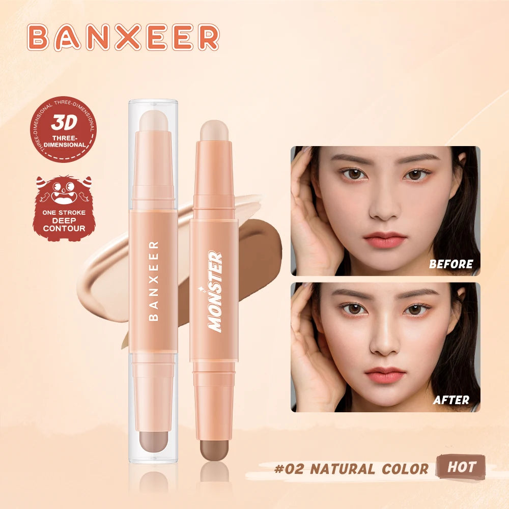 BANXEER Contour Stick Double Head Contour Pen Waterproof Matte Finish Highlighters Shadow Contouring Pencil Cosmetics For Face - Clikcy