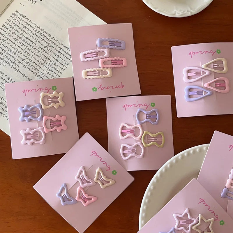 4pcs/set Cute Colorful Geometric Mini Hair Clips For Girls Sweet Hair Ornament Hairpins Barrettes Kids Lovely Hair Accessories - Clikcy