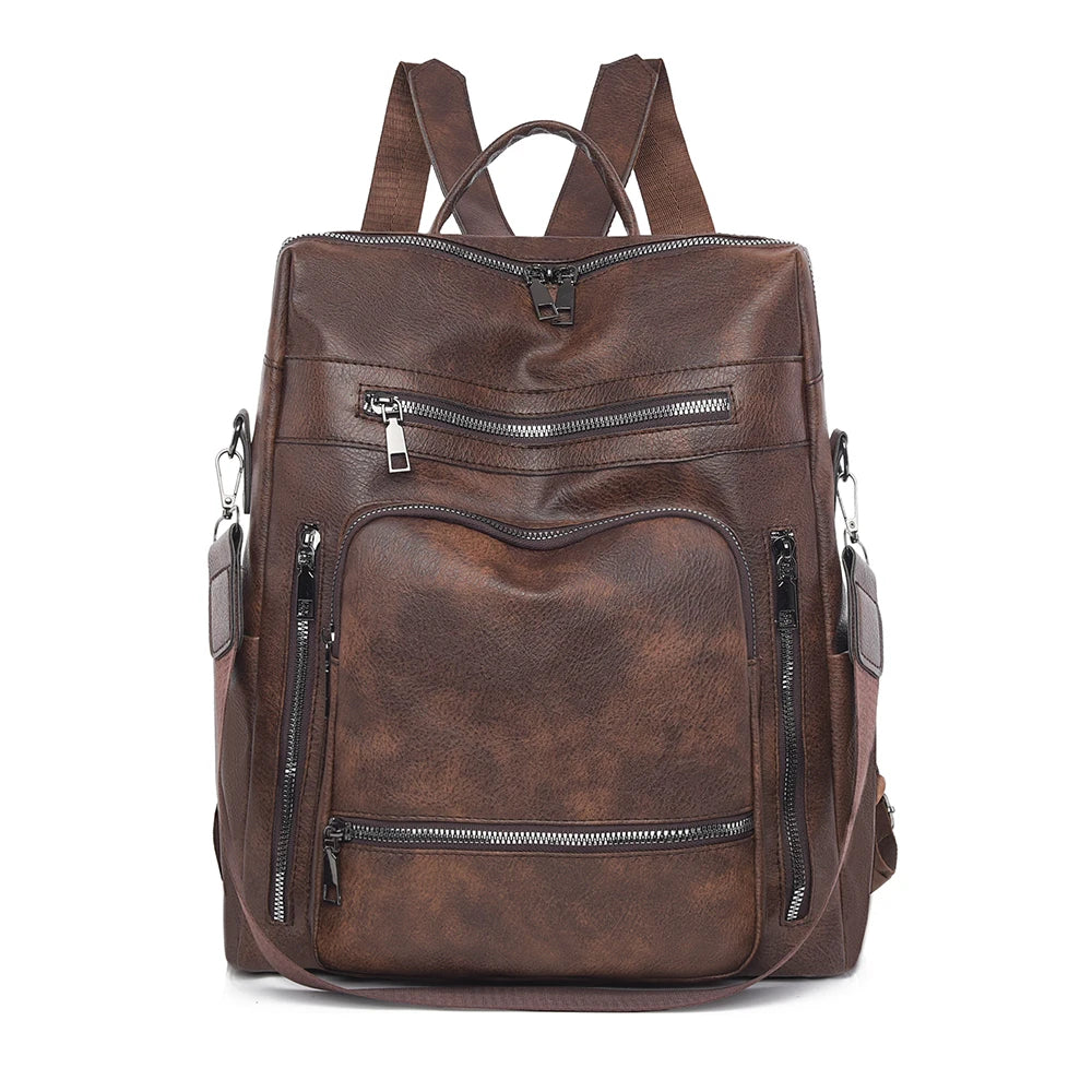 High-quality Leather Women Classic Back Pack 2025 Solid Color Luxury Travel Backpack Casual School Bags Girls Mochilas Feminina