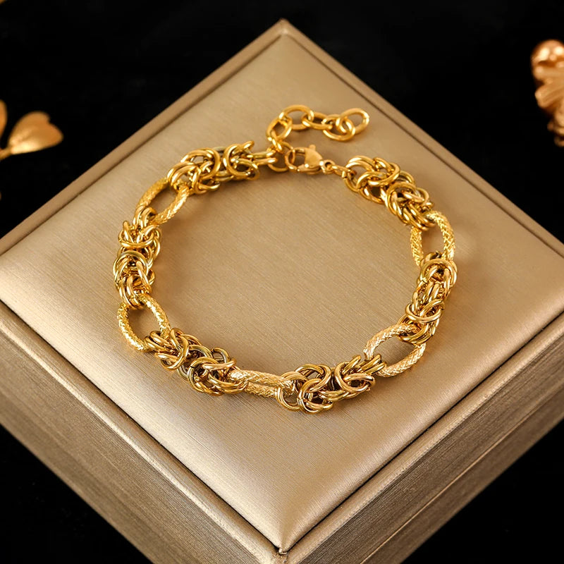 EILIECK 316L Stainless Steel Gold Color Bangles Bracelet For Women New Trendy Wrist Chain Waterproof Jewelry Gift Party Bijoux - Clikcy