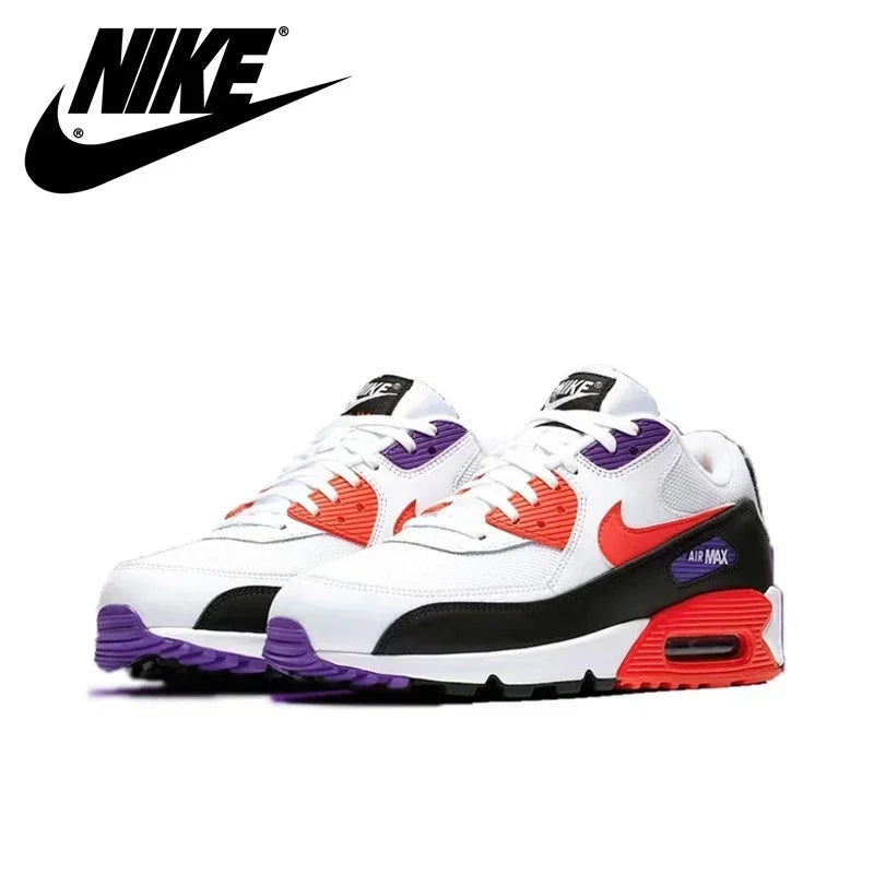 Nike Air Max 90 Men's and Women's Running Shoes Breathable Retro Waffle Shoes Forrest Gump Shoes Black and White Gray/white Hook