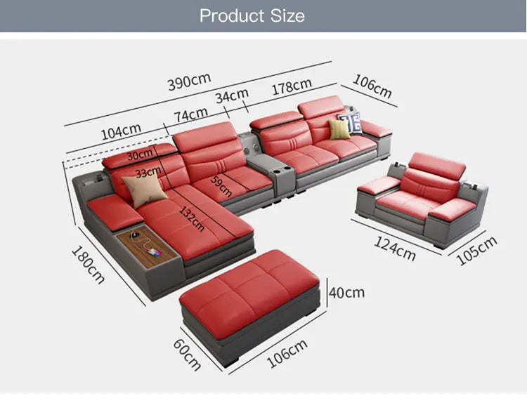Luxury Wooden Sofa Set Design Modern Living Room Straight L Shaped Smart Sofa Bed With Storage - Clikcy
