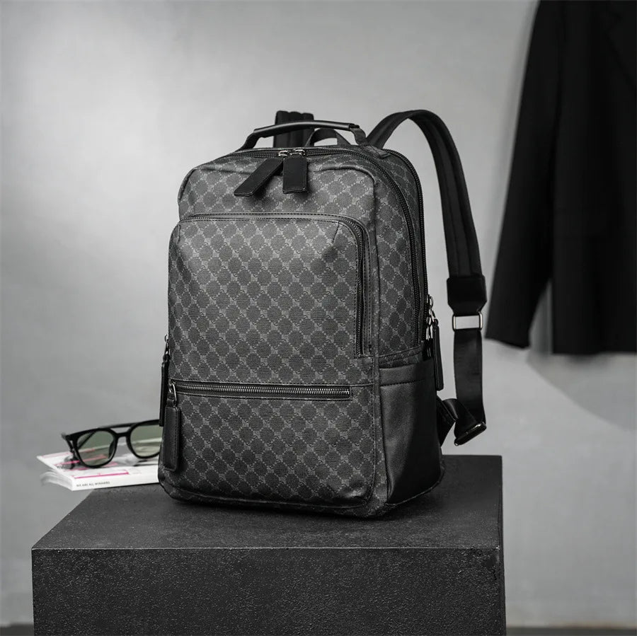 Fashion Business Men Backpack Luxury Double Layer Men's Backpacks Floral Plaid Laptop Backpack Male Schoolbag Travel Back Bag - Clikcy