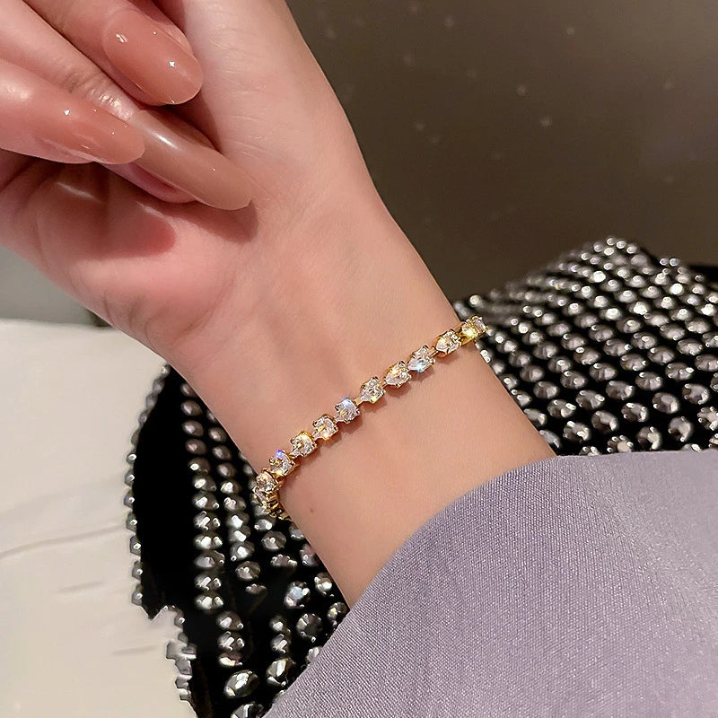 New Fully Inlaid Rhinestone Adjustable Gold Plated Shiny Women's Bracelet Fashion Droplet Shape Zircon Bracelet Jewelry Gift - Clikcy