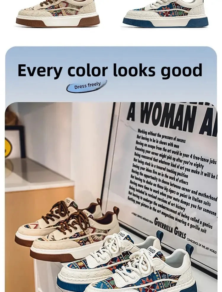 Men's Shoes 2025 New Trend Printed Fashion Shoes All Kinds of High Sense Board Shoes Daily Wear Street Casual Shoes - Clikcy