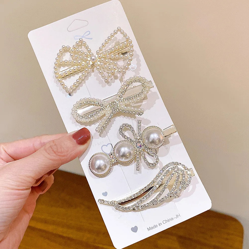 5pcs Women's Hairpin Side Hair Clip Set Designer Pearl Headwear Bangs Hairpin Headpiece Hair Accessories Hairwear Duckbill Clip - Clikcy