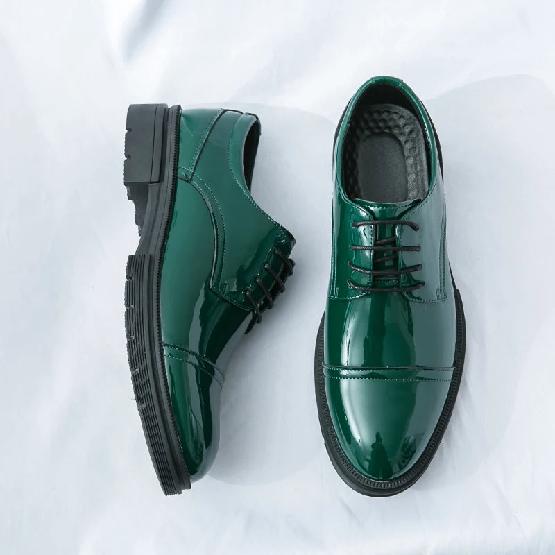 Classic Green Style Casual Derby Formal Shoes Career Office Leather Shoes Pointy Toe Handmade Business Wedding Dress Shoes Men - Clikcy