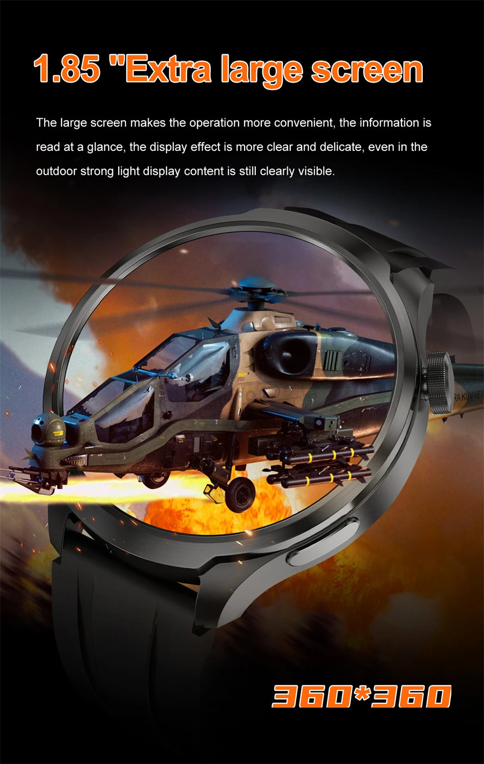 2025 New Smart Watch Men 1.85 Inch Compass 410 mAh Large Battery GPS Motion Track Bluetooth Call Health monitoring Smartwatches - Clikcy