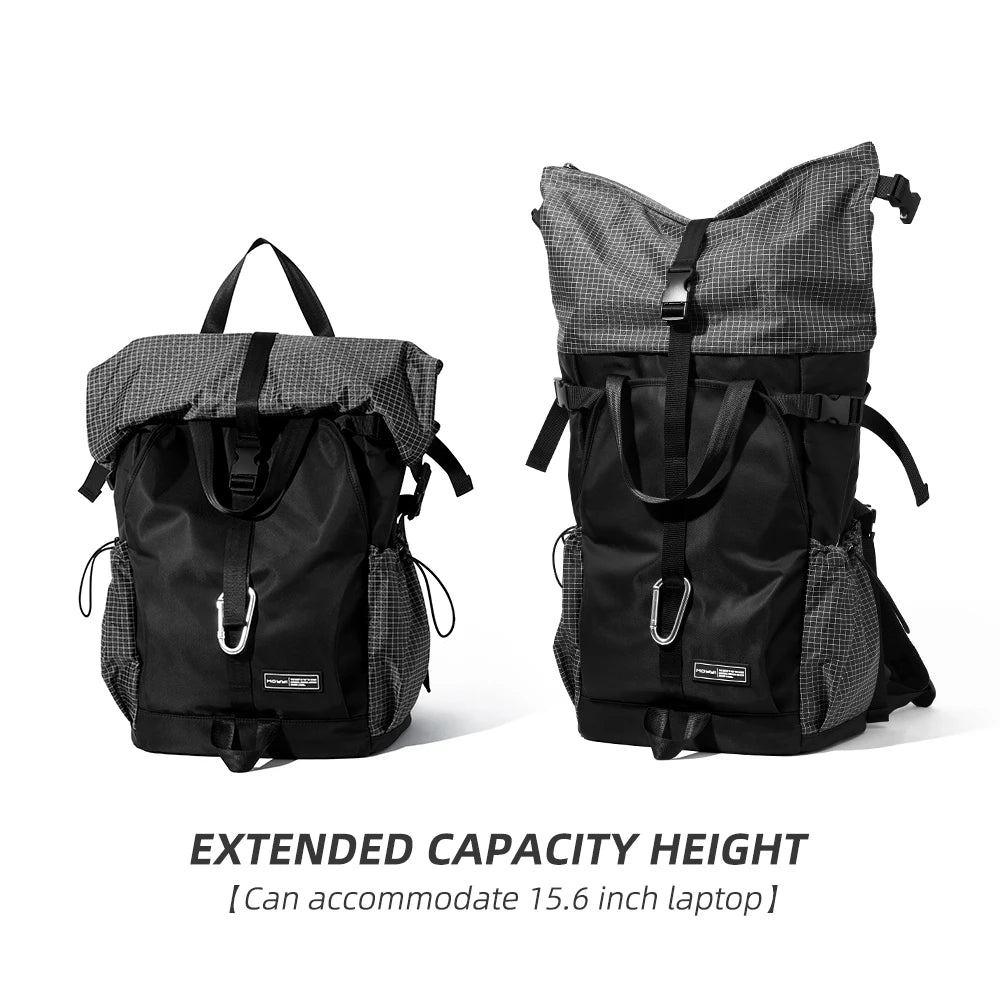 Men's Backpack Roll Top Travel Expandable Large Capacity Backpack Waterproof Outdoor Motorcycle Riding Hike Sports Bags - Clikcy