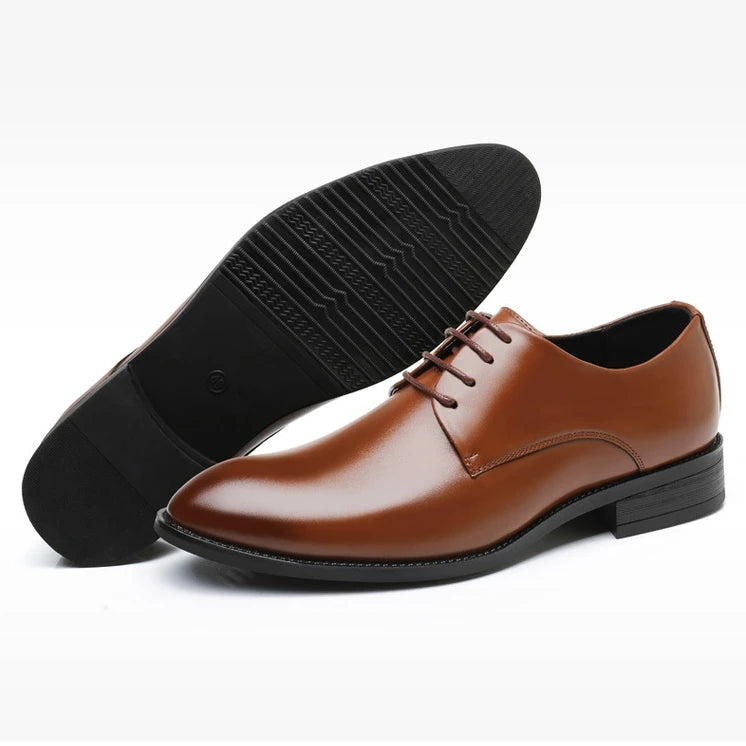 Classic Derby Shoes Men Leather Dress Basic Lace-up Casual Business Wedding Party Comfortable Shoe For Man