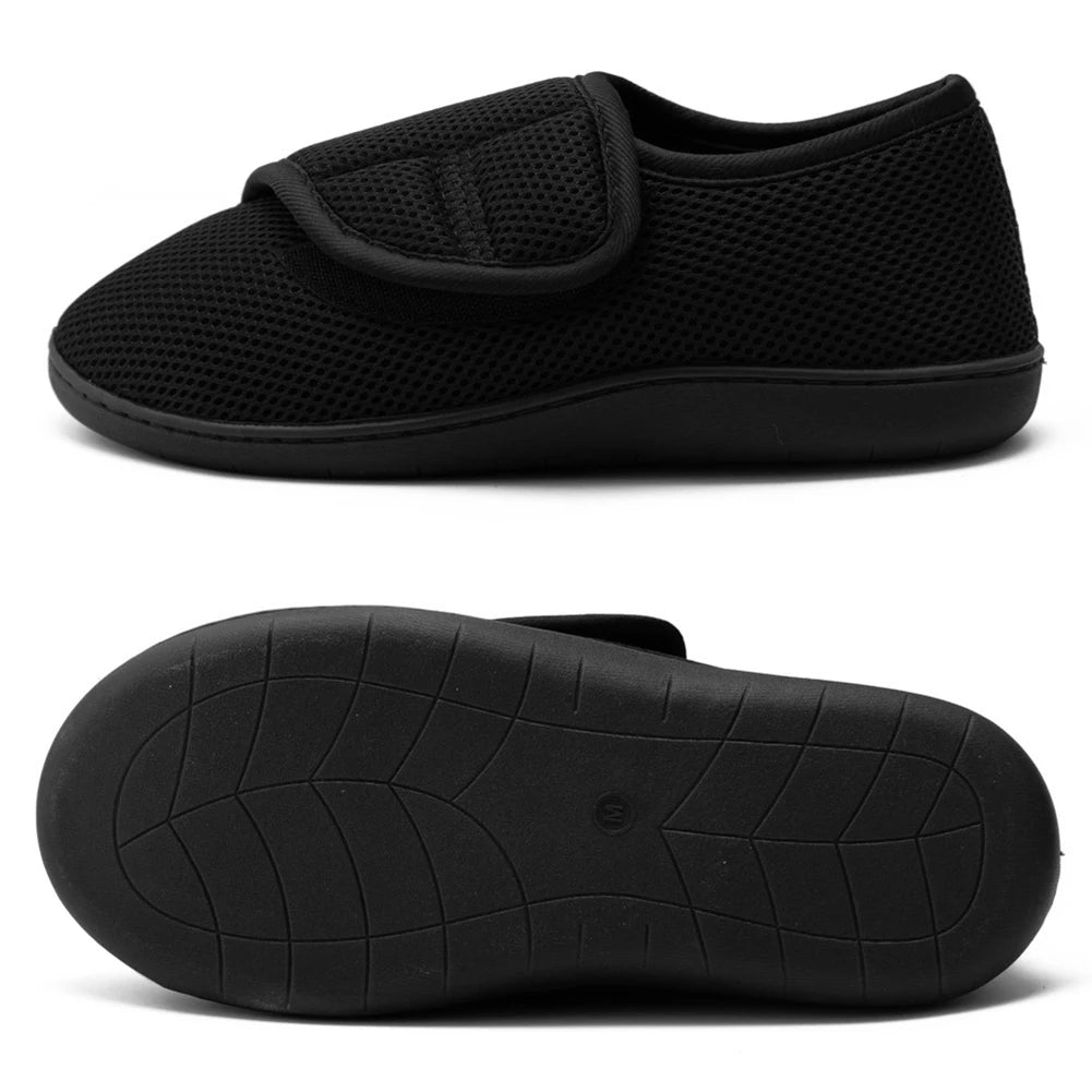 Unisex Diabetic Shoes Wide Walking Shoes Plush Lining Slip-On Orthopedic Shoes Hook and Loop Sneakers for Swollen Feet