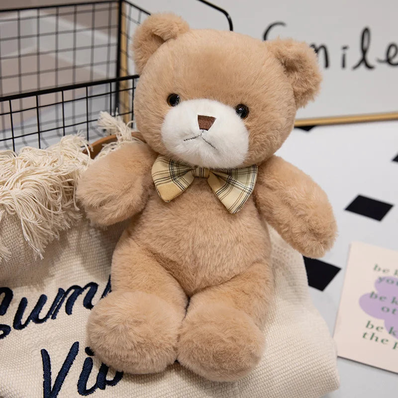 30CM Kawaii Colorful Bow Tie Bear Doll Plush Toy Hug Bear Doll Birthday Gift Pillow Teddy Bear Home Living Room Bedroom - Clikcy