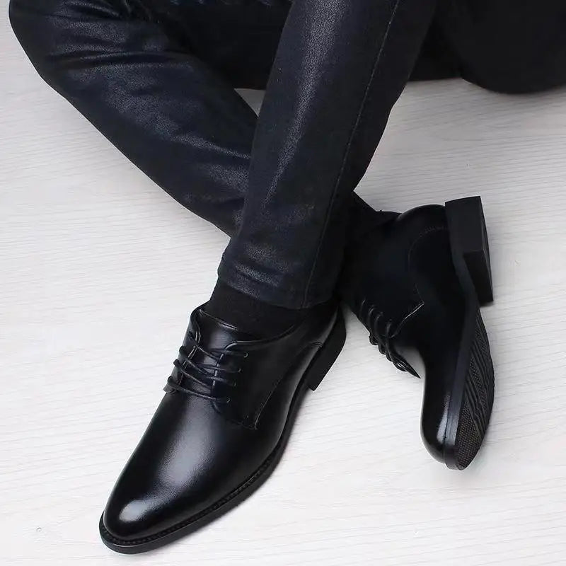 Spring and Autumn British Casual Business Formal Leather Shoes Men Shoes Heightening Single Shoes Shoes Casual Shoes Suit - Clikcy