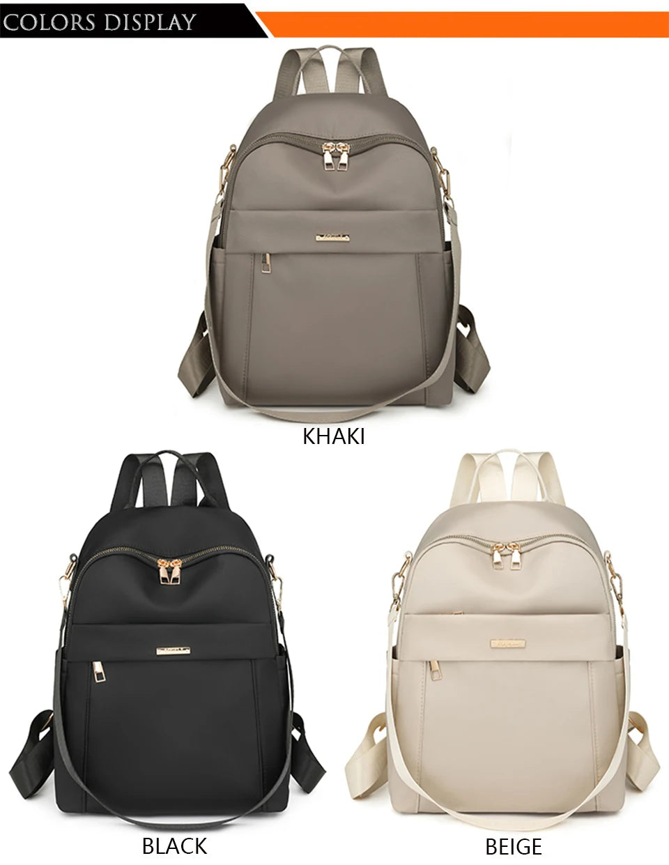 Simple Modern Backpack Women Waterproof Nylon Daypack Large Capacity School Bag Student Lightweight Back Pack Ladies Travel Bags - Clikcy