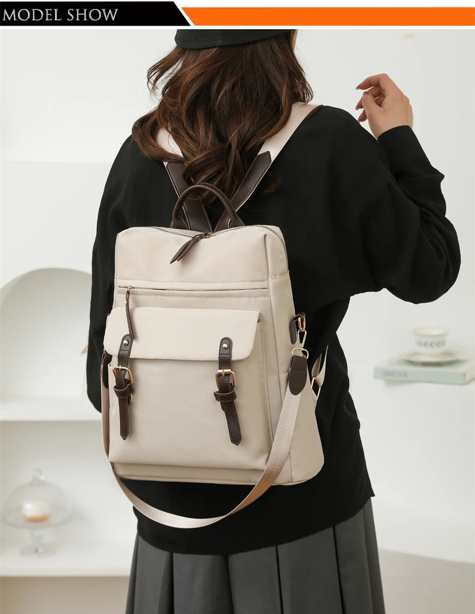 Casual Back Pack Women Lightweight Nylon Backpack Waterproof College Daypack High Capacity School Bag for Girls Travel Bags - Clikcy