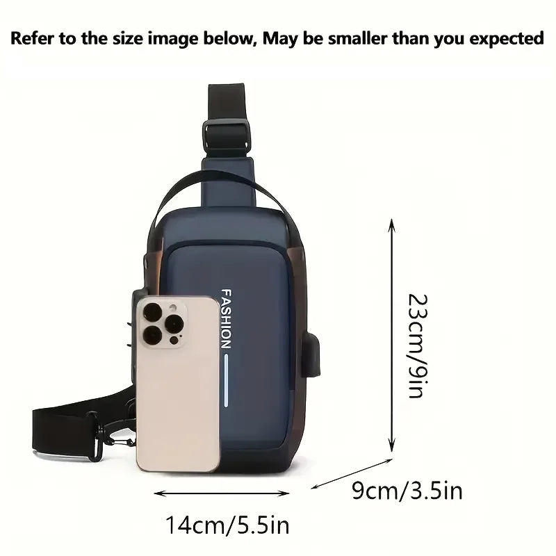 Stylish Men's Sling Bag - Durable Oxford Fabric, Crossbody Chest Pack with Phone Pocket, Zip Closure for Daily Commute - Clikcy