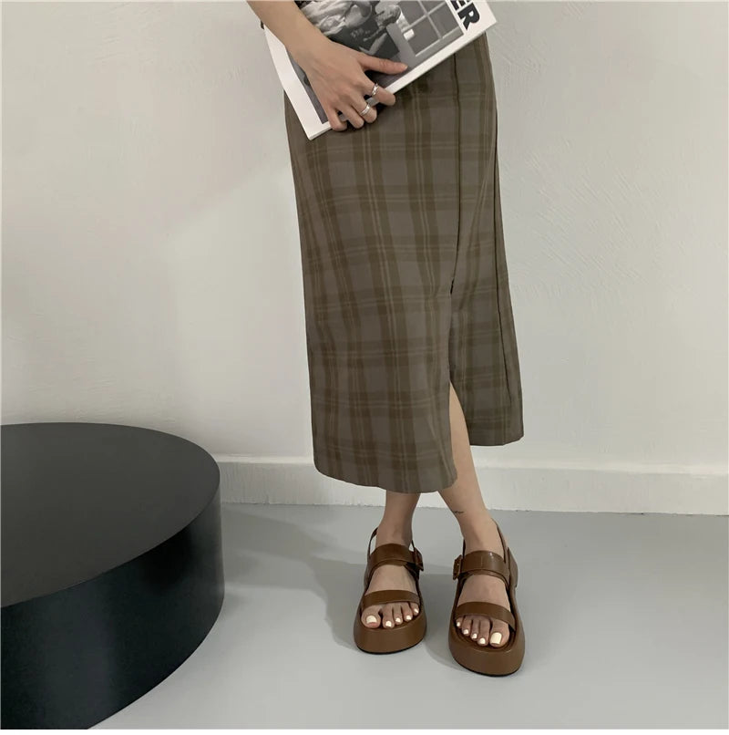 2025 New Gladiator Summer Sandals Fashion Platform Flats Elegant Open Toe Ankle Strap Dress Shoes - Clikcy