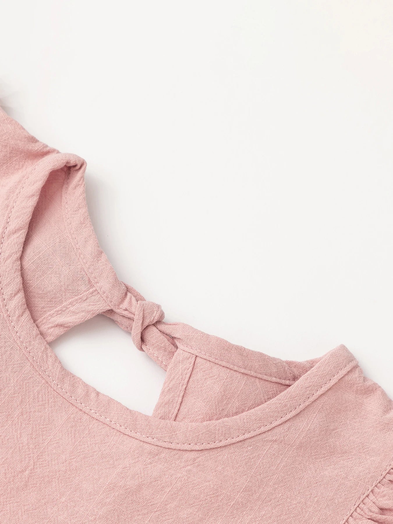 Baby Girls' Flying Sleeve Dress Tie-back Overall Dress Cotton Kids Casual Clothes Summer 2024 - Clikcy