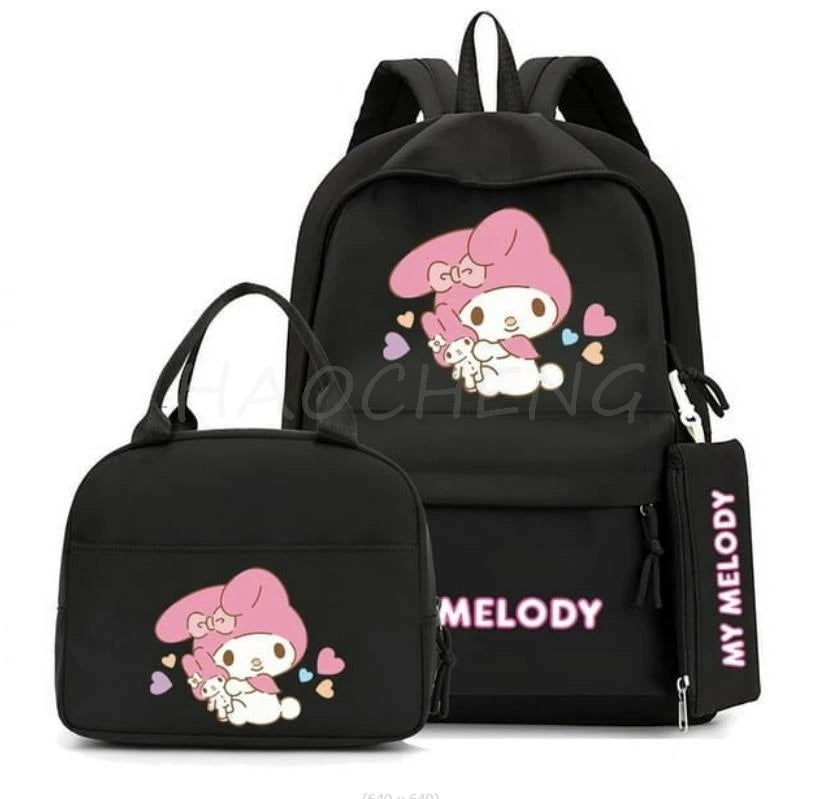 3Pcs/set Cinnamoroll Backpack Teen Girl Student Back To School Schoolbag Lass Anime Lunch Bag Pencil Case Women Leisure Rucksack - Clikcy
